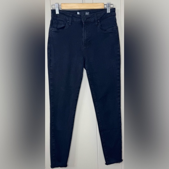 Kut From The Kloth Raw Hem Skinny High Rise Black Jeans Womens Size 2 - Picture 10 of 10